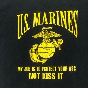 US Marines Graphic T Shirt Black Military‎ Protect Your A$$ Fruit Loom 2XL